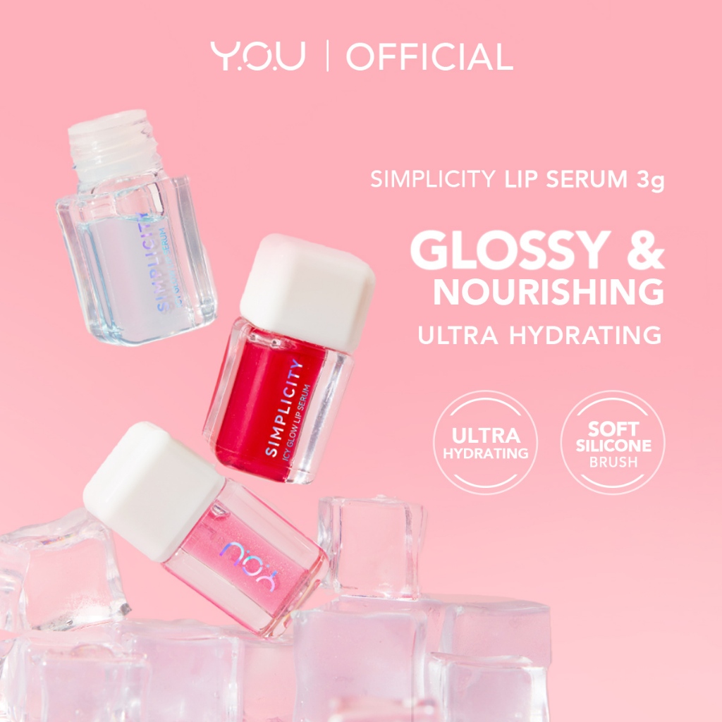 [BEST SELLER] YOU Simplicity Icy Glow Lip Serum Glossy Glowing Lip Balm Vitamin E Hydrating and Nourishing Lip Care (3g)