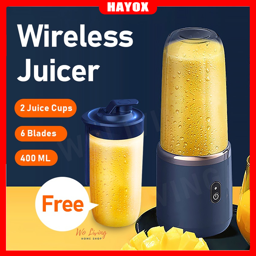 2Cup Electric fruit juicer blender juice mixer mini Wireless Portable household USB Charging 6 Blade gift juice cup 榨汁机