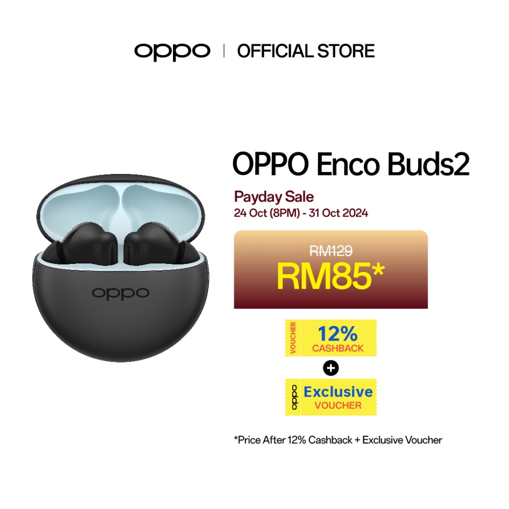 [Online Exclusive] OPPO Enco Buds2 | Up to 28 Hours of Listening Time | AI Deep Noise Cancellation