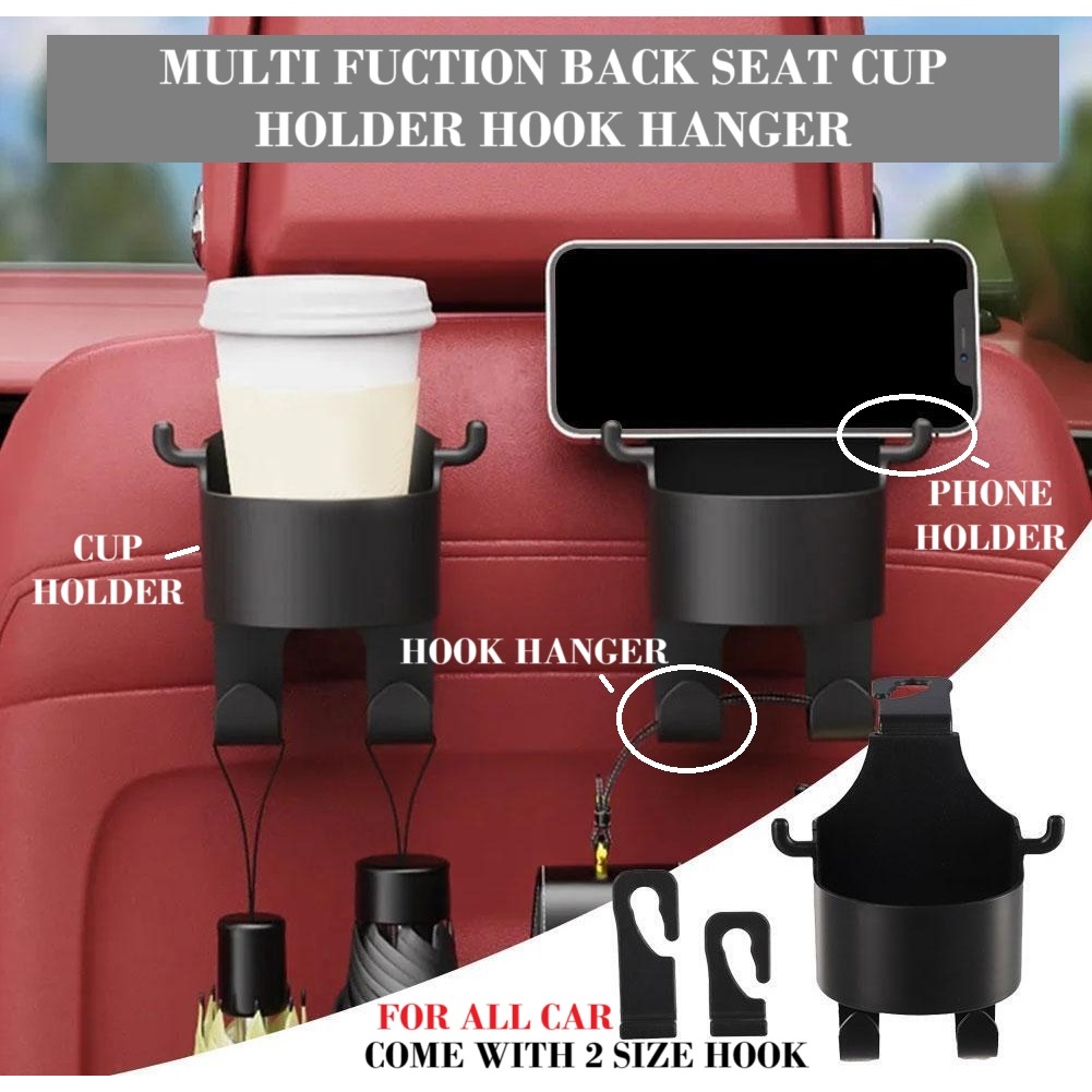 Car Cup Holder Phone Mount Drink Water Bottle Headrest Hook Hanger Storage Seat Organizer Kereta