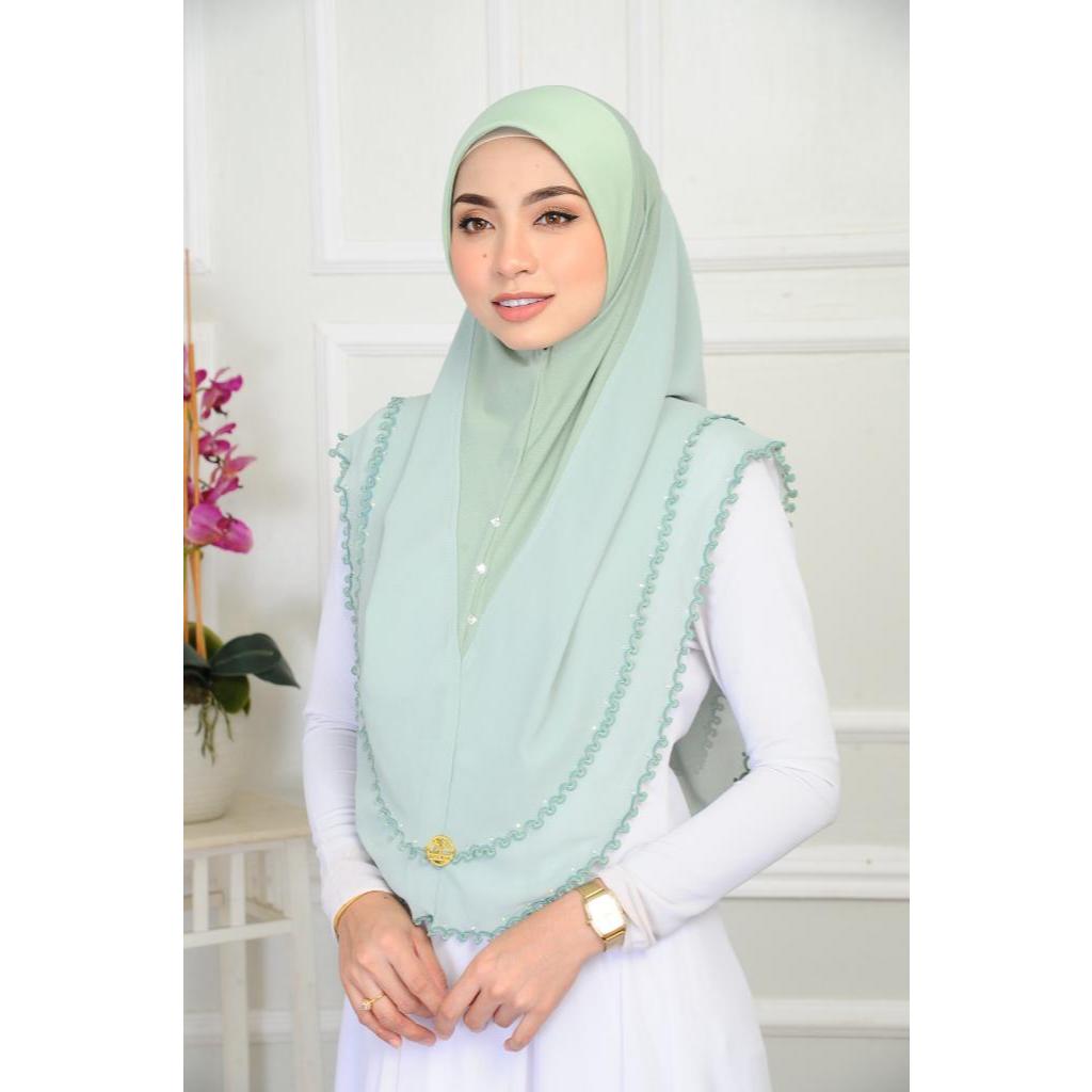 SARUNG AZRA CHIFFON 2 LAYER WITH SULAM AWNING SCUBA BY MARYAM HIJAB EXCLUSIVE