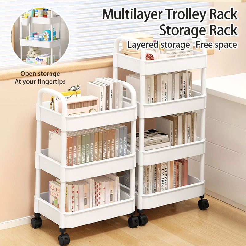 2/3/4/5 Layer Trolley Cart Organizer Storage Shelf on Wheels for Room and Kitchen
