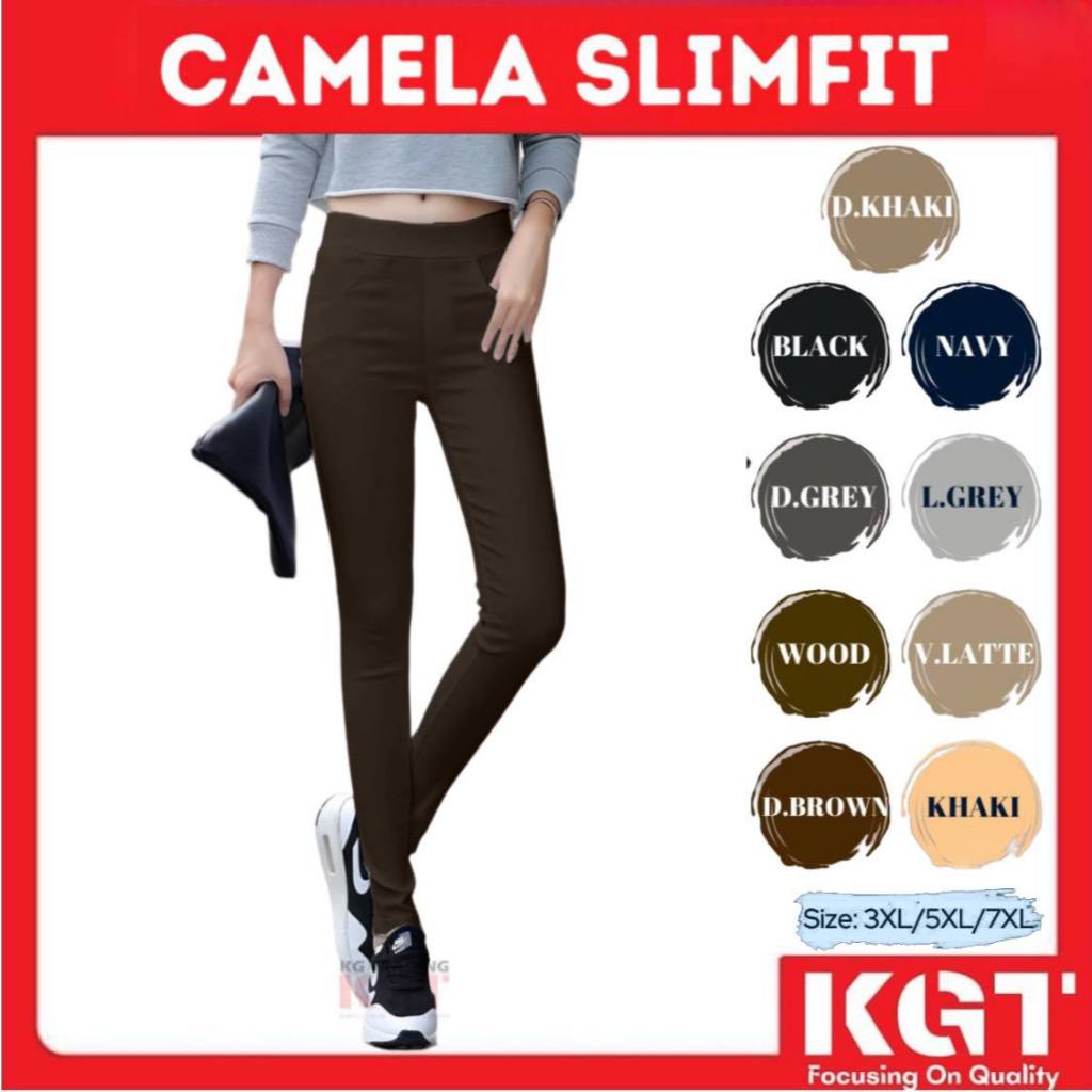 KGT CAMELA BAMBOO Slack SlimFit Scuba Plus Size 230GSM 3-7XL PEREMPUAN LADIES PANTS SELUAR GETAH