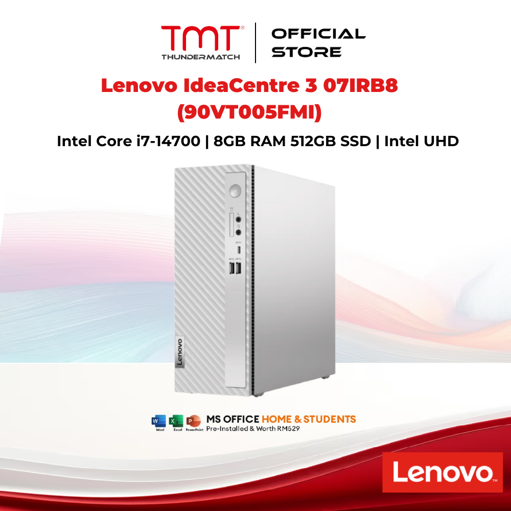 Lenovo IdeaCentre 3 07IRB8 Desktop (Intel i7-14700/8GB RAM 512GB SSD/Intel UHD/MS Office H&S 2021/Wi