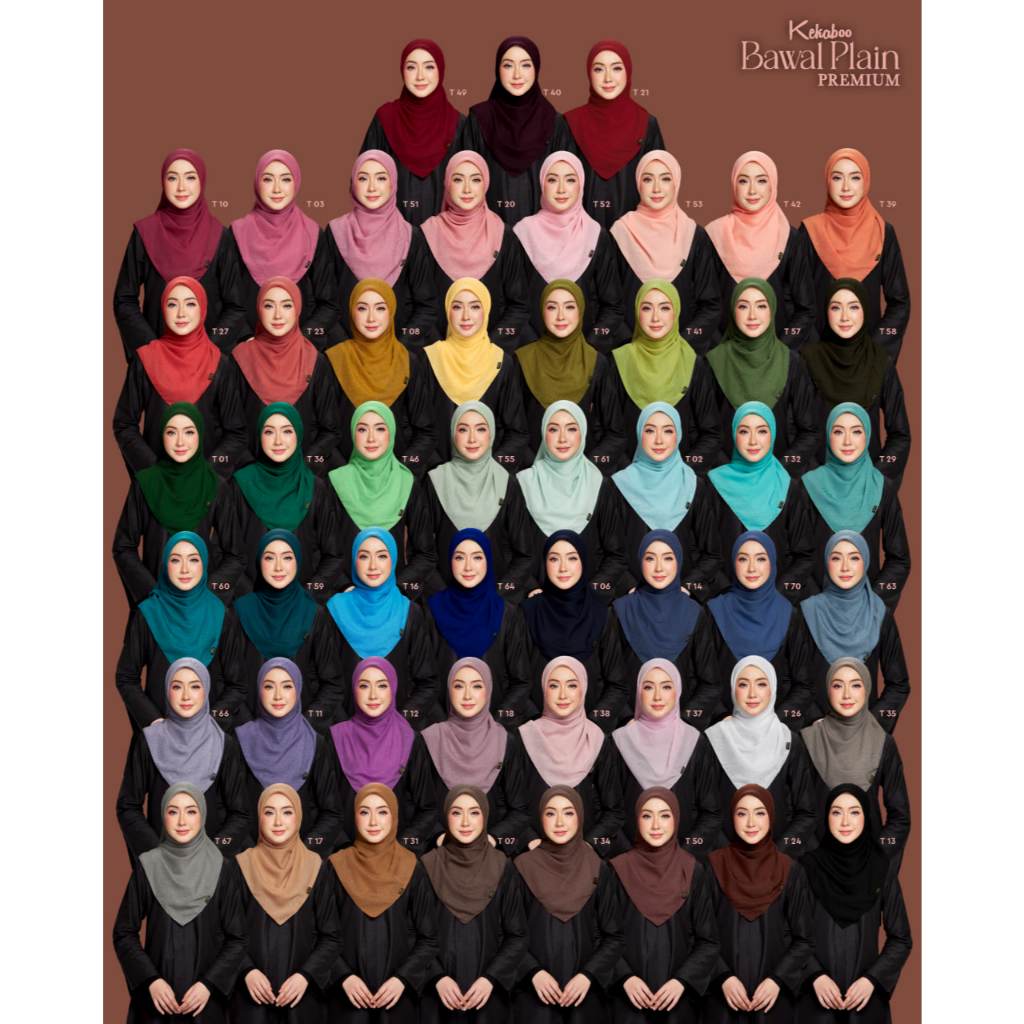 TUDUNG BAWAL KEKABOO PLAIN COTTON PREMIUM BIDANG 45+ ~46