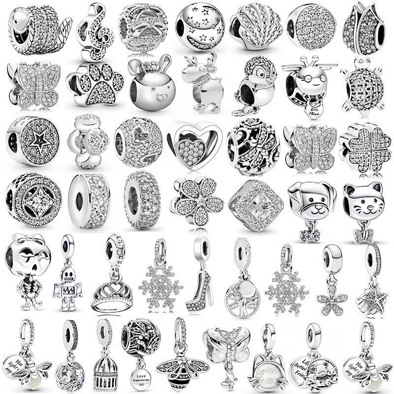 Silver Color Charms Beads Pendant Fits Original Brand Bracelet Necklace For Women Jewelry Make Fashion Acces