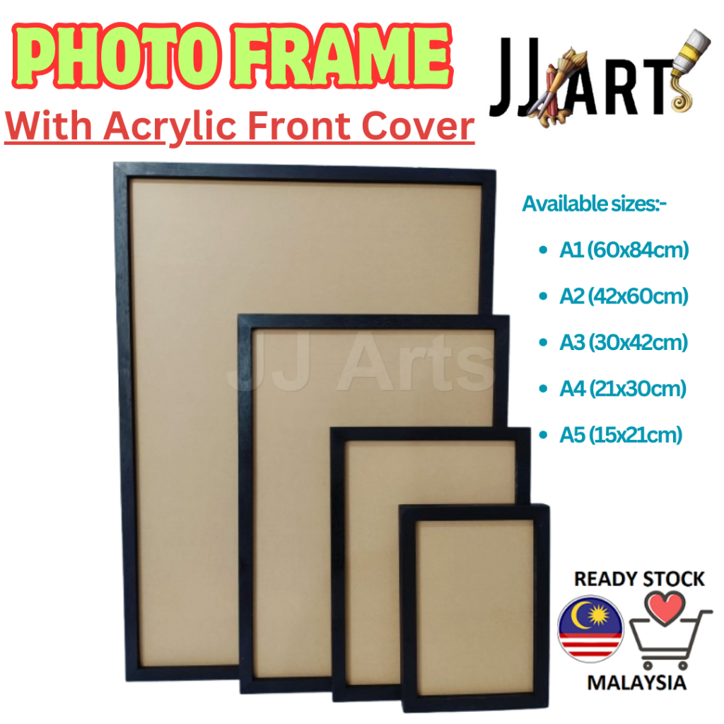 Photo Frame - Wall Picture Frame - Wooden Picture Frame - Black Photo Frame - Acrylic cover Frame