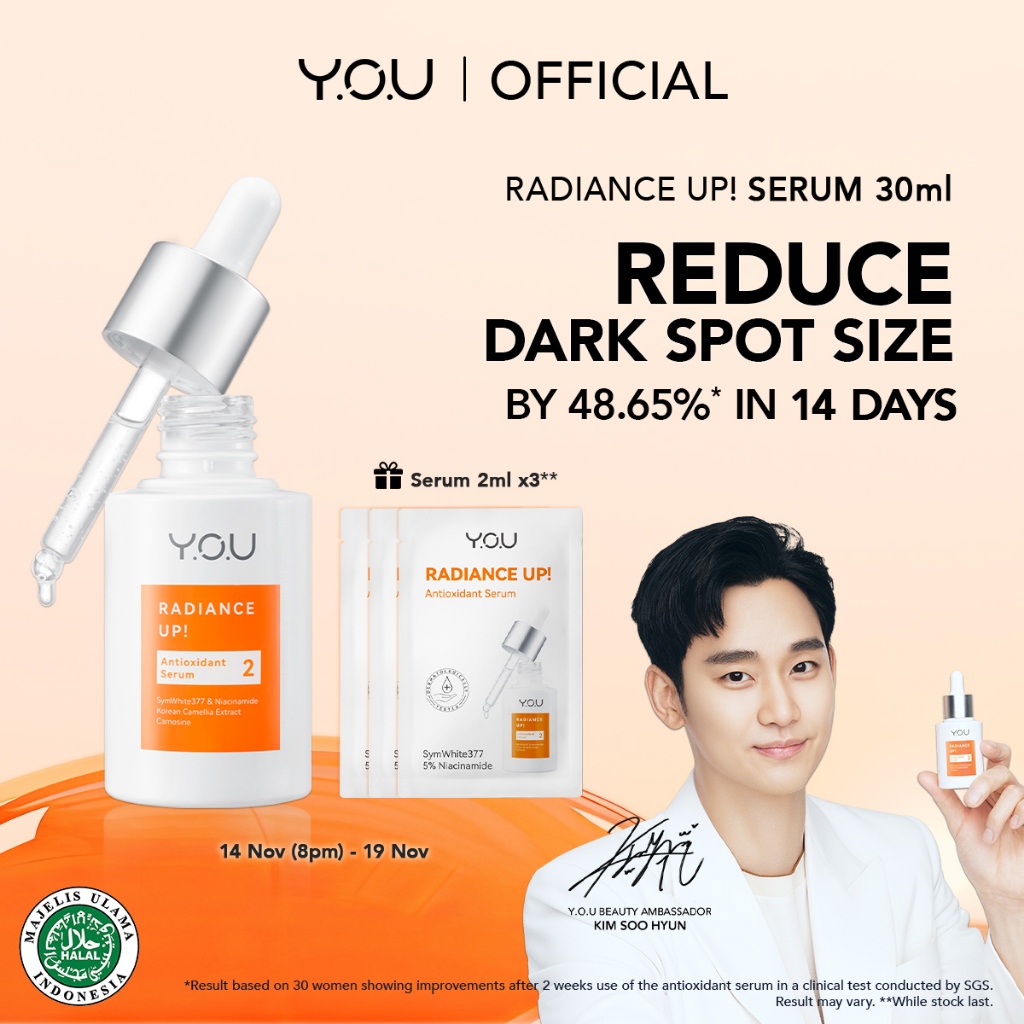 YOU Radiance Up! Brightening Serum 8× SymWhite 377 Niacinamide Vitamin C Reduces Acne Scars and Dark Spots (30ml)