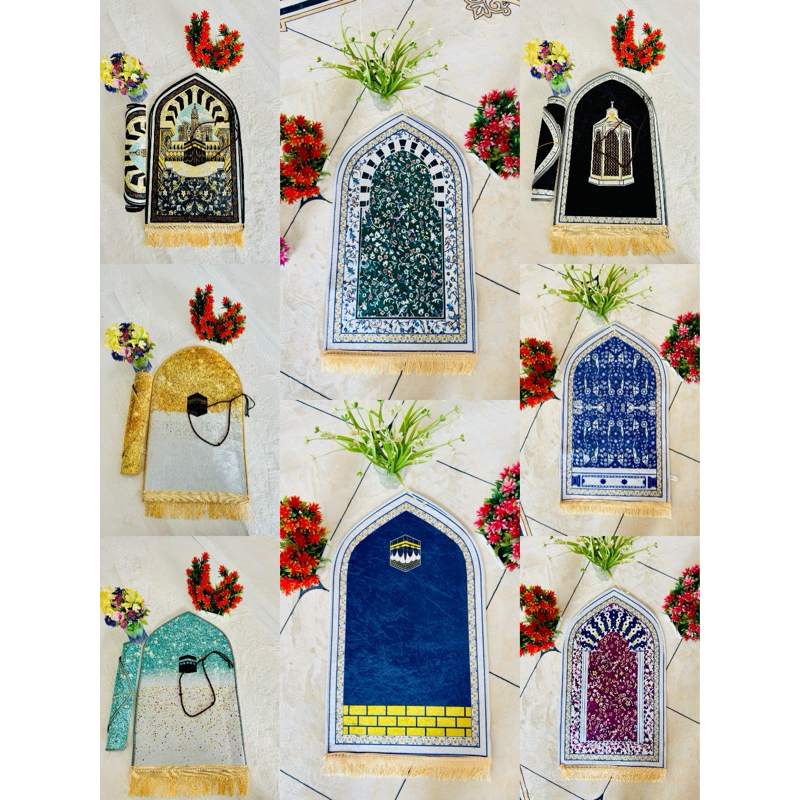 Sejadah kubah Mini Muka Panjang / SIZE 35x60cm/Shining /Sejadah Mini Muka Panjang/Sejadah Travel/