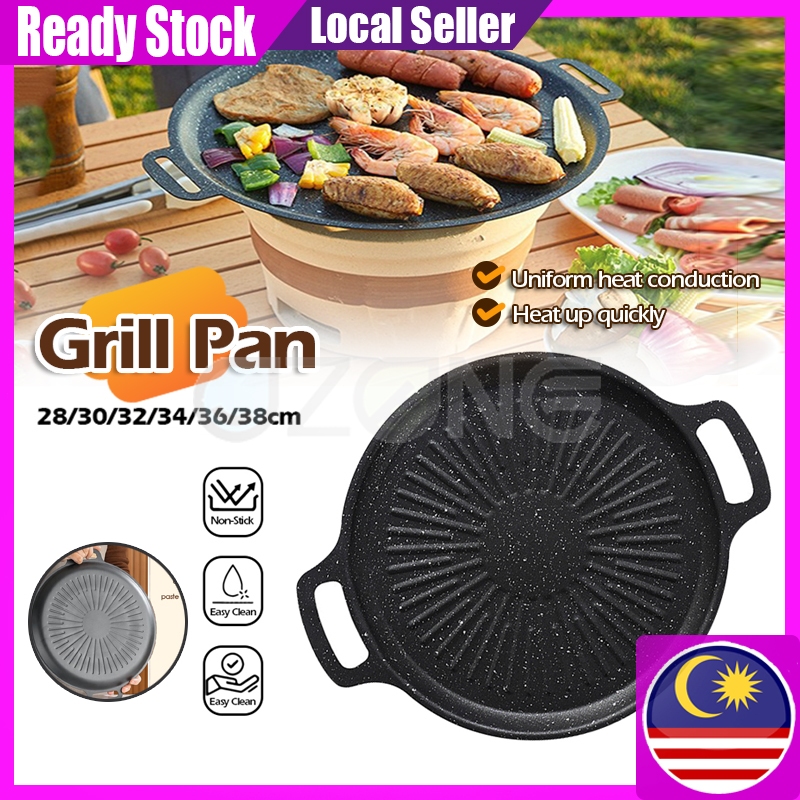 NEW Korean Grill Pan Outdoor BBQ Non-stick Grill Pan Smokeless Steak Frying Pan Camping Pot Bowl Wok Cookware 韩式烤盘 烤肉盘