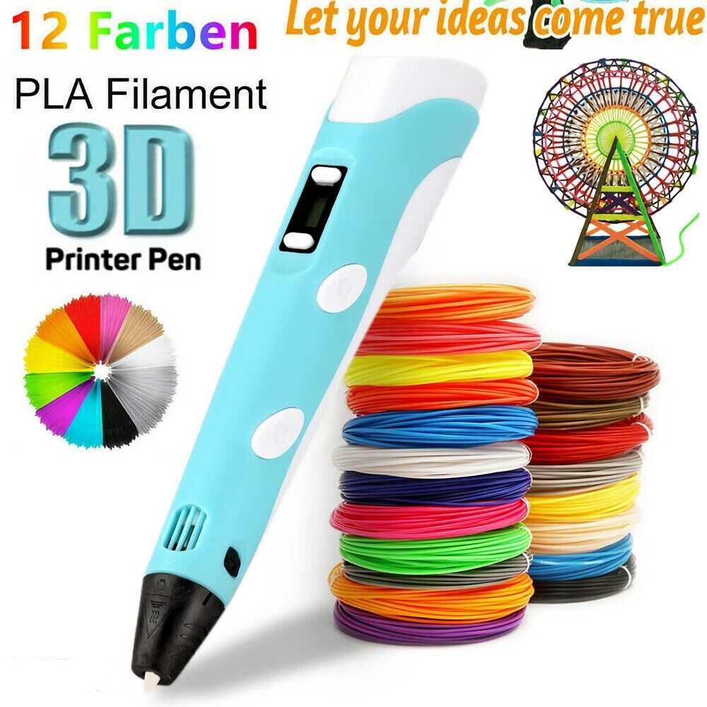 3D Pen 3D Printing Pen 3D PLA Printing Doodle Arts Craft Drawing USB Pen Set LCD Education RBT Starter Kit