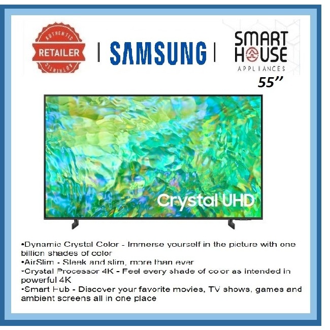 FREE SHIPPING !! 【2023】Samsung TV 55CU8000 4K UHD Smart TV 55'' TELEVISION YOUTUBE NETFLIX