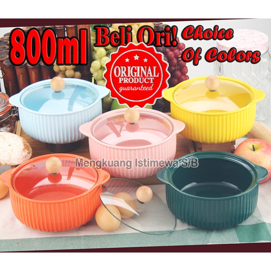800ML QUALITY NORDIC MICROWAVE SAFE COLOR BAKE AND SERVE CERAMIC CASSEROLE WITH LID SE82400