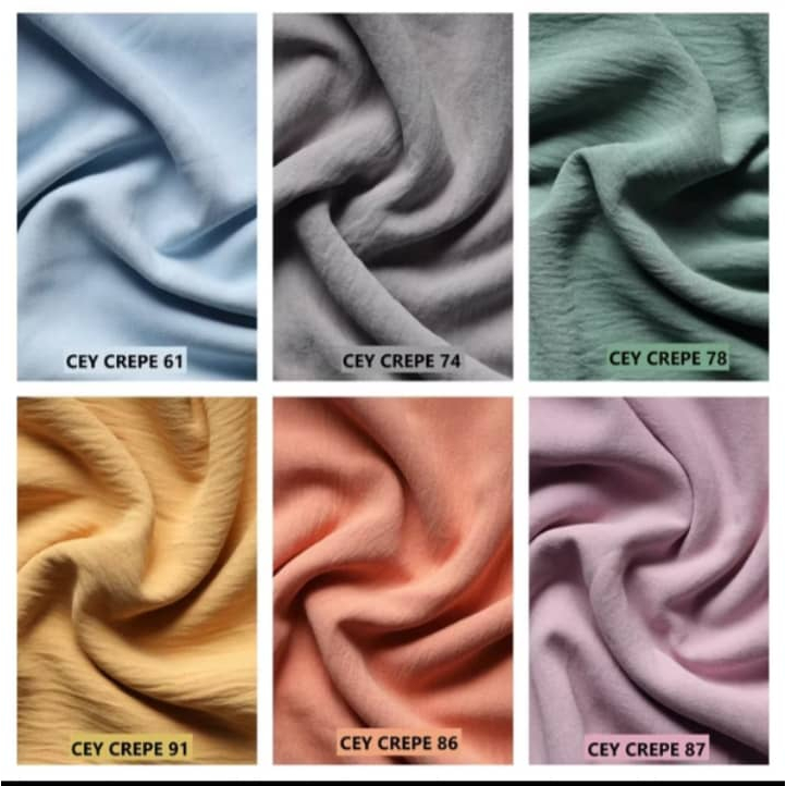 ￼premium CEY CREPE Kain pasang fabric width 60 inch soft and smooth, ITALY, KAIN ELA