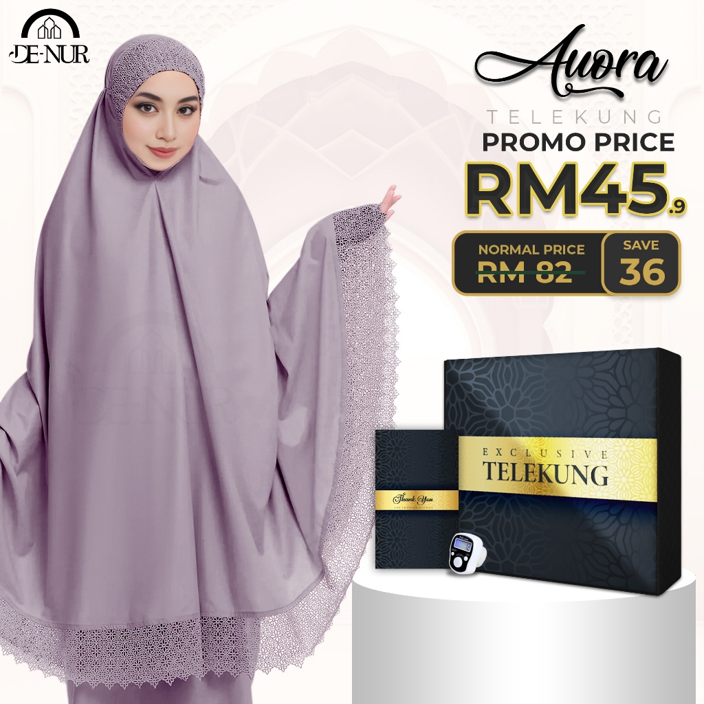 Telekung Set Hadiah Aura Lace premium Viscose Lycra