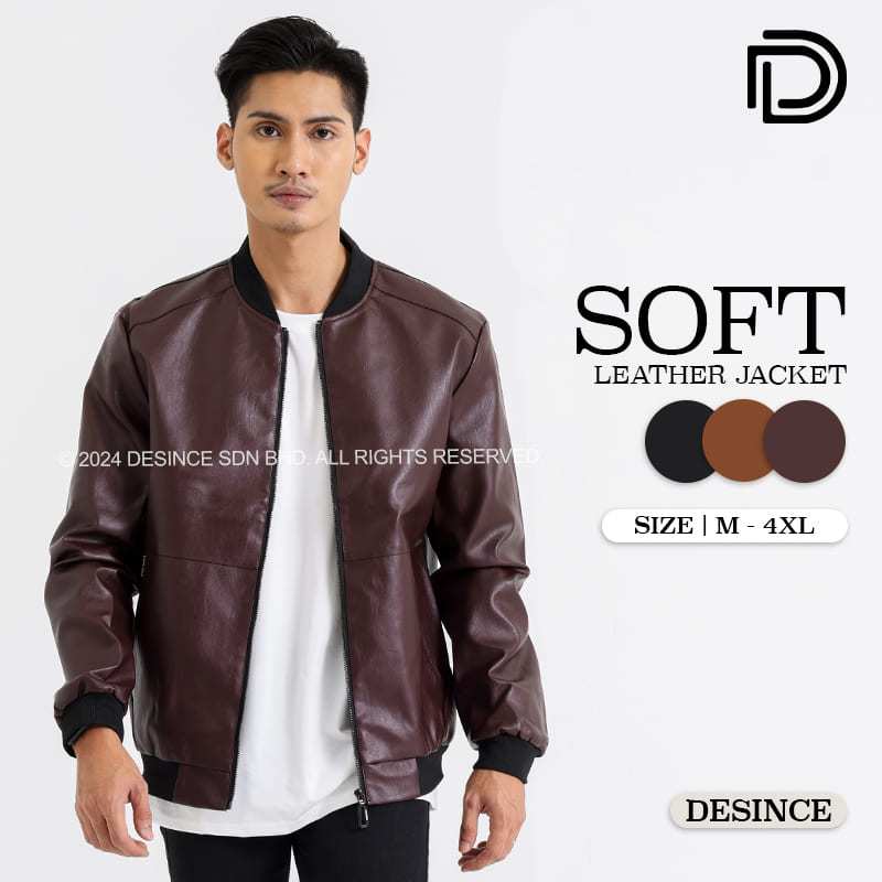 DESINCE Men Leather Jacket PU Leather Jaket Kulit Motorcycle WindBreaker Casual Smart Outerwear Lelaki MT 189