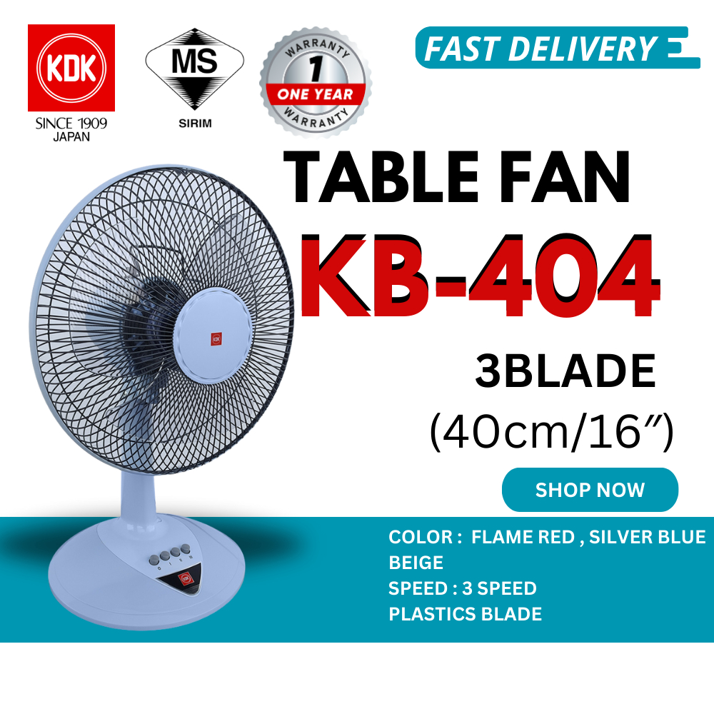 KDK TABLE FAN KB-404 (40CM/16") RED/SILVER BLUE/BEIGE TABLE FAN KDK SIRIM APPROVED