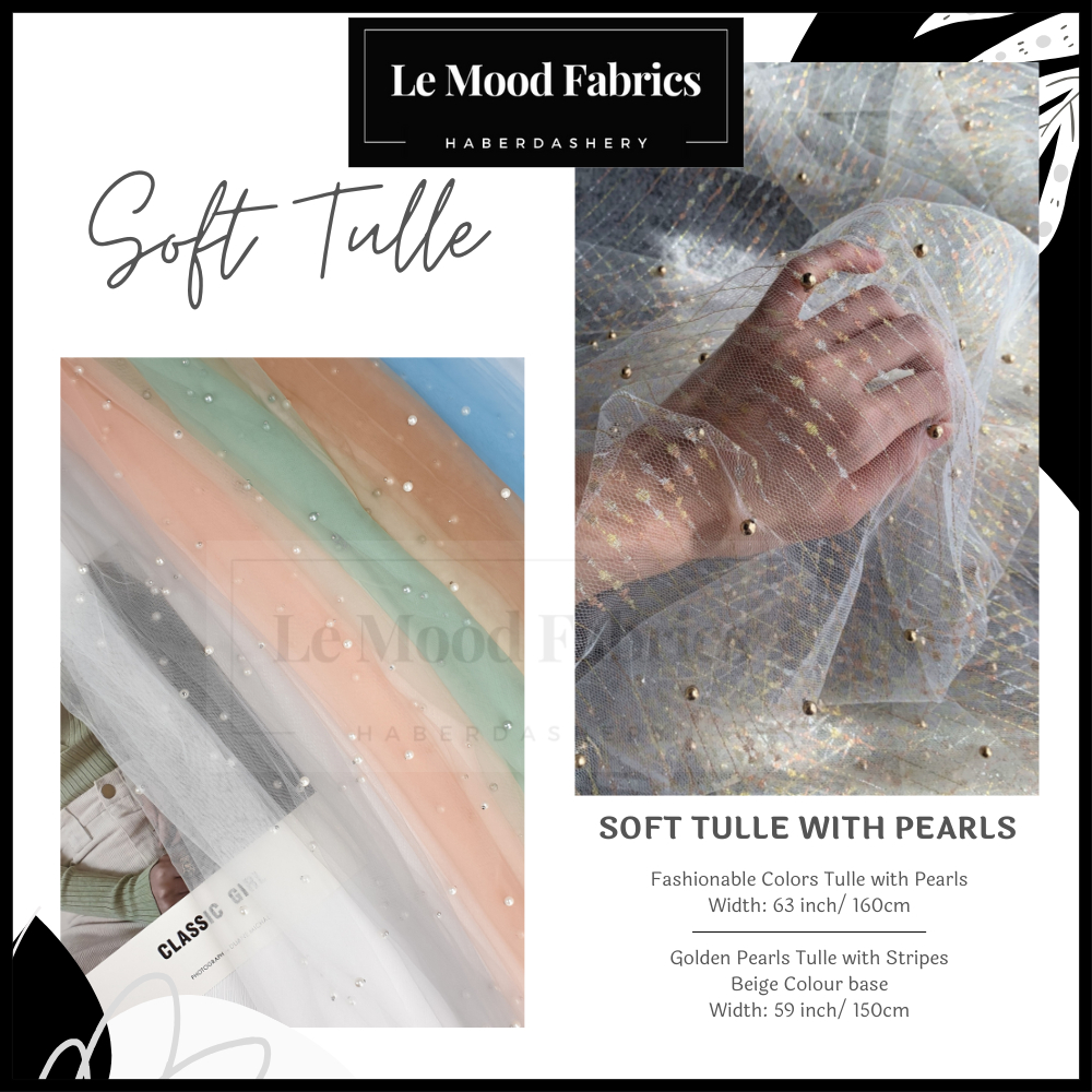 Le Mood Tulle Fabric Lace Fabric Soft Net Netting Lace Jersey Veil Fabric Kain Net Mesh Fabric Sheer Fabric