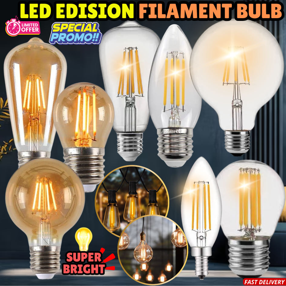 Mentol LED Edison Filament Bulb 4W Retro Vintage LED Candle Bulb E14 E27 Daylight / Warmwhite C35 ST64 G95 G45