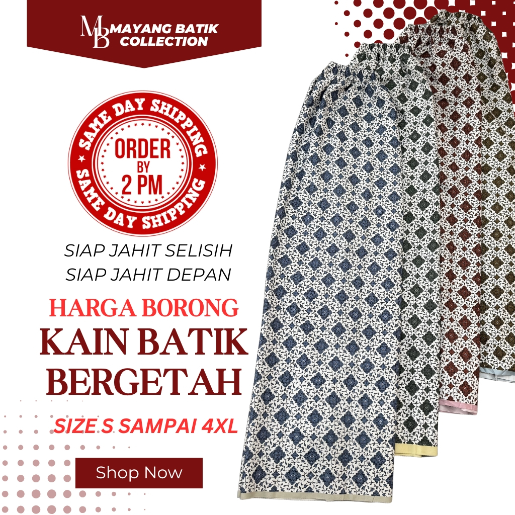 Kain Berpantang Bergetah / Kain Batik Instant / Confinement Sarong /Kain Batik Sarong Siap Getah Pinggang [3065 - 3068]