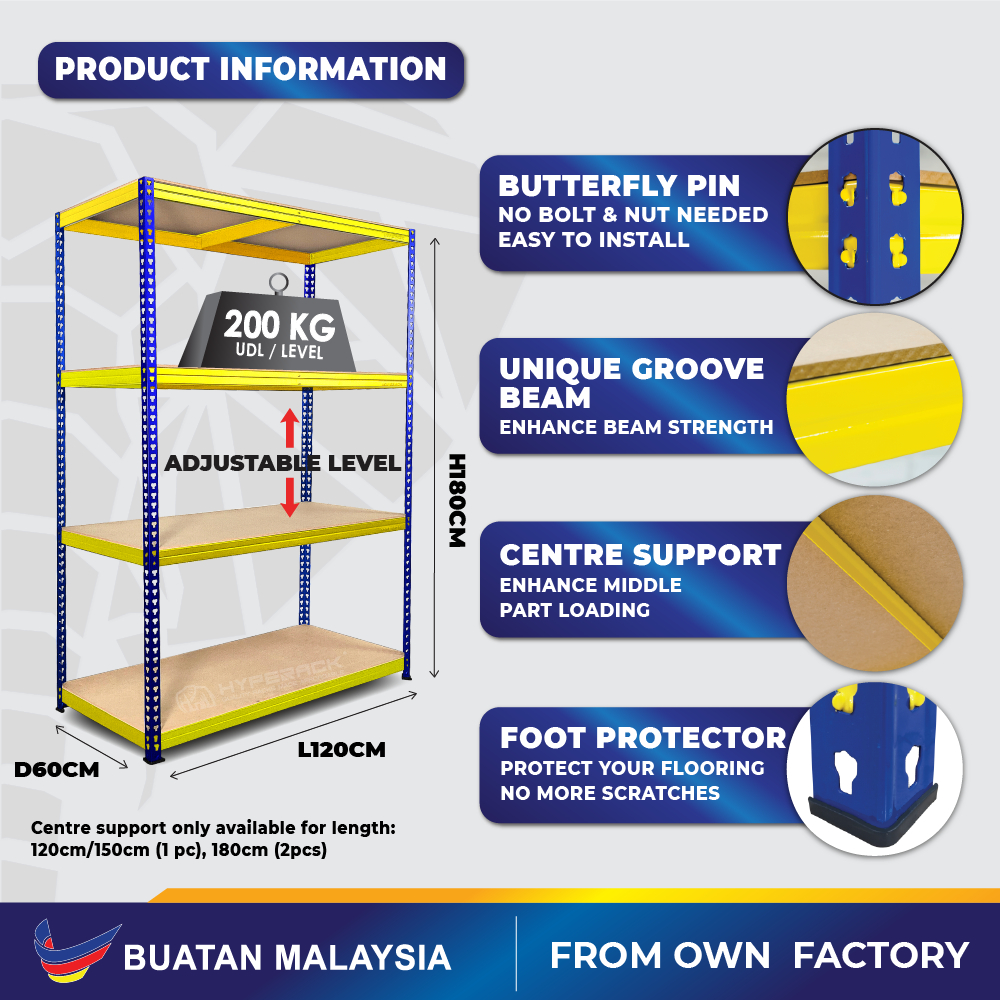 ?[FREE SHIPPING] HYPERACK™️ Livin Rack 4 Levels Boltless Rack Rak Besi Bertingkat Rak Dapur Rack Shelf Rack Kitchen Rack