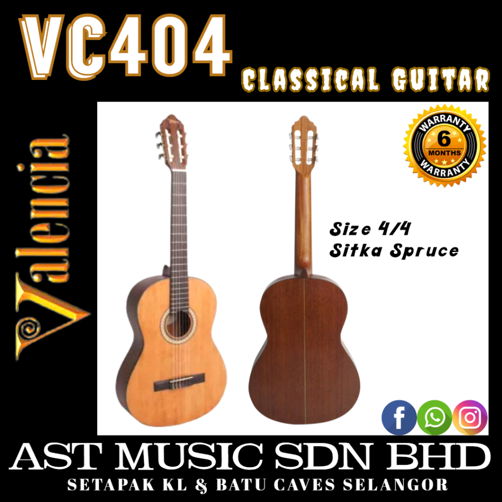 Valencia VC404 Classical Guitar Full Size ( VC-404 / Vc404 )