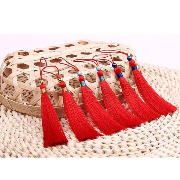 Silky Handmade Flossy Bookmark Tassels with Cord Loop and Beads for Earring Jewelry Making Invitation Souvenir(3075L)
