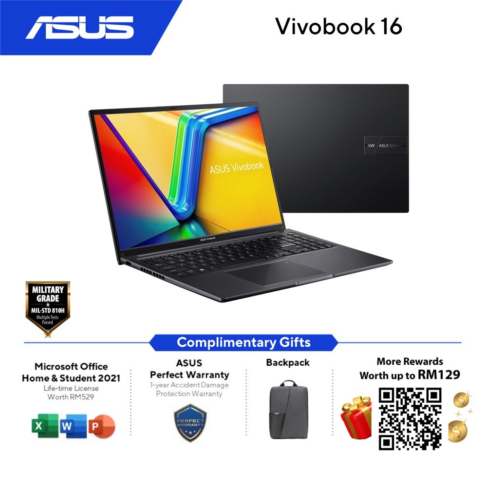 Asus VivoBook M1605Y-AMB810WSM / M1605Y-AMB811WSM Laptop | AMD Ryzen 5-7430U | 8GB RAM 512GB SSD | 1