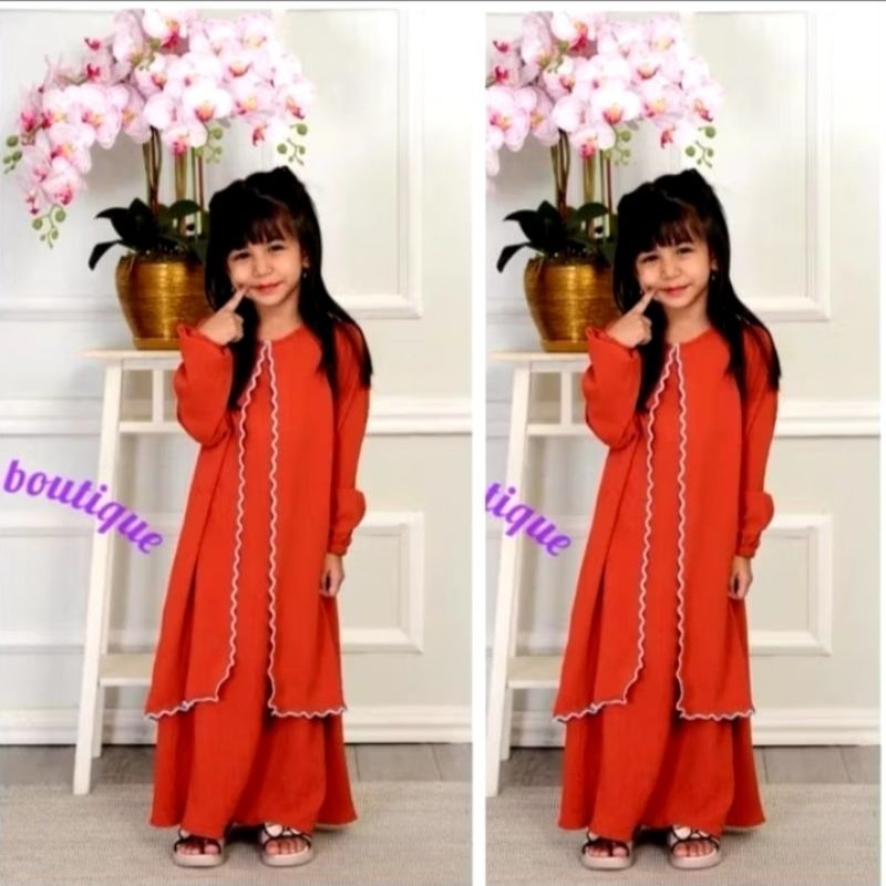 Budak Jubah Muslimah Sulem 2 Layer Kanan-Kanak Set Sedondone Raya Cey Ready Stock