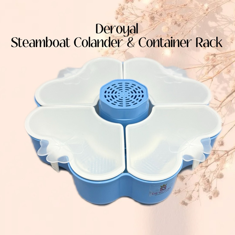 Deroyal Steamboat Colander & Container Rack with 4pcs Clover Cover