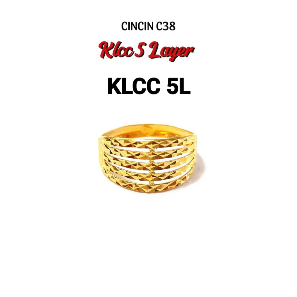 Wing Sing Cincin Lima 5 Layer KLCC Bajet Tulen Emas 916/ 916 Gold Five 5 Line Budget Ring