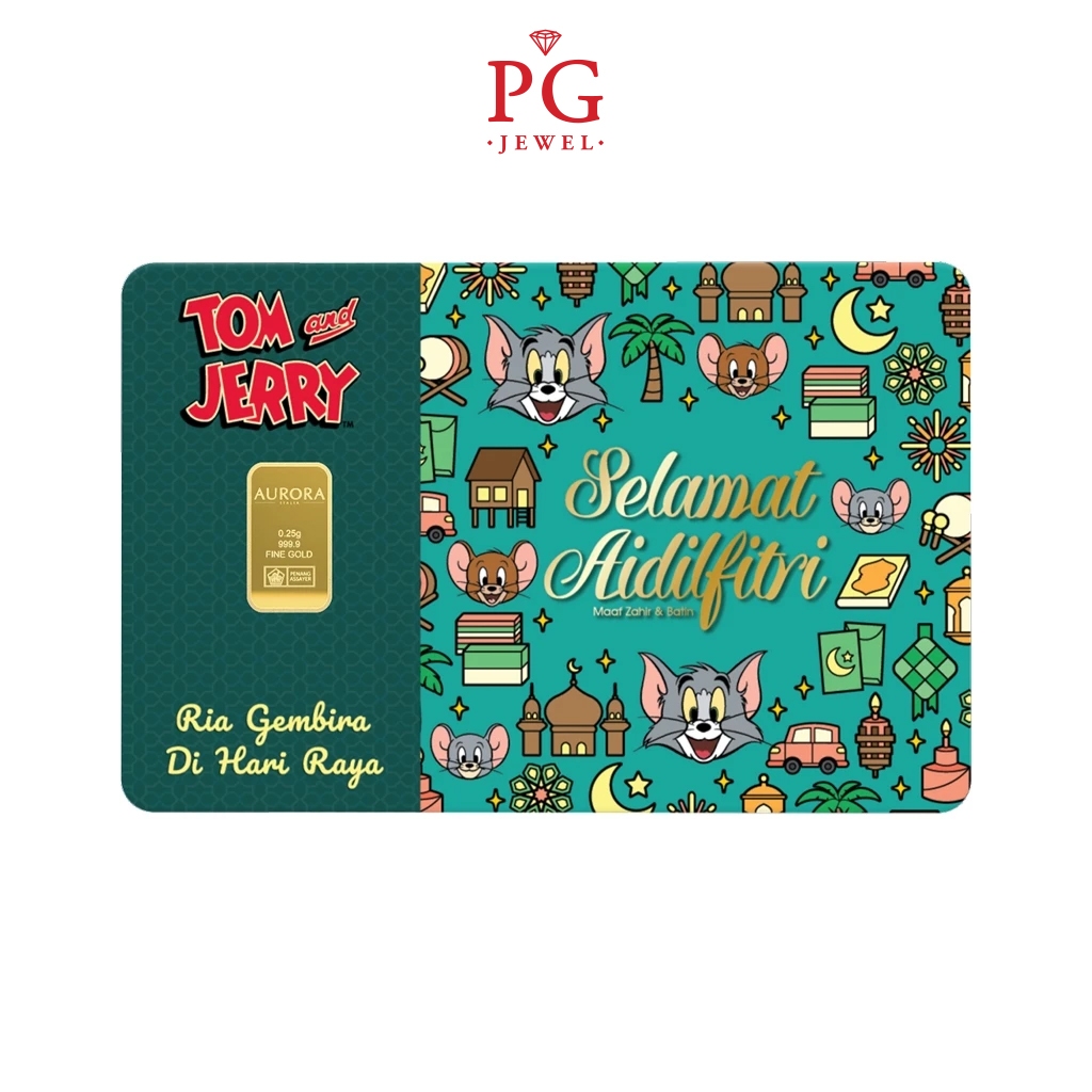 Aurora Italia's Unique 0.25g Gold Bar (Au 999.9) 24K - Tom & Jerry Selamat Aidilfitri Limited Edition Gold Bar