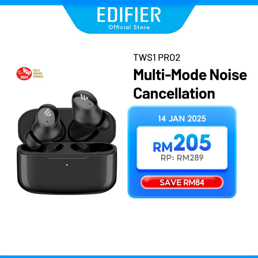 Edifier TWS1 Pro 2 -42dB Noise Cancellation True Wireless Earbuds - Bluetooth V5.3 | Edifier Connect App | IP54