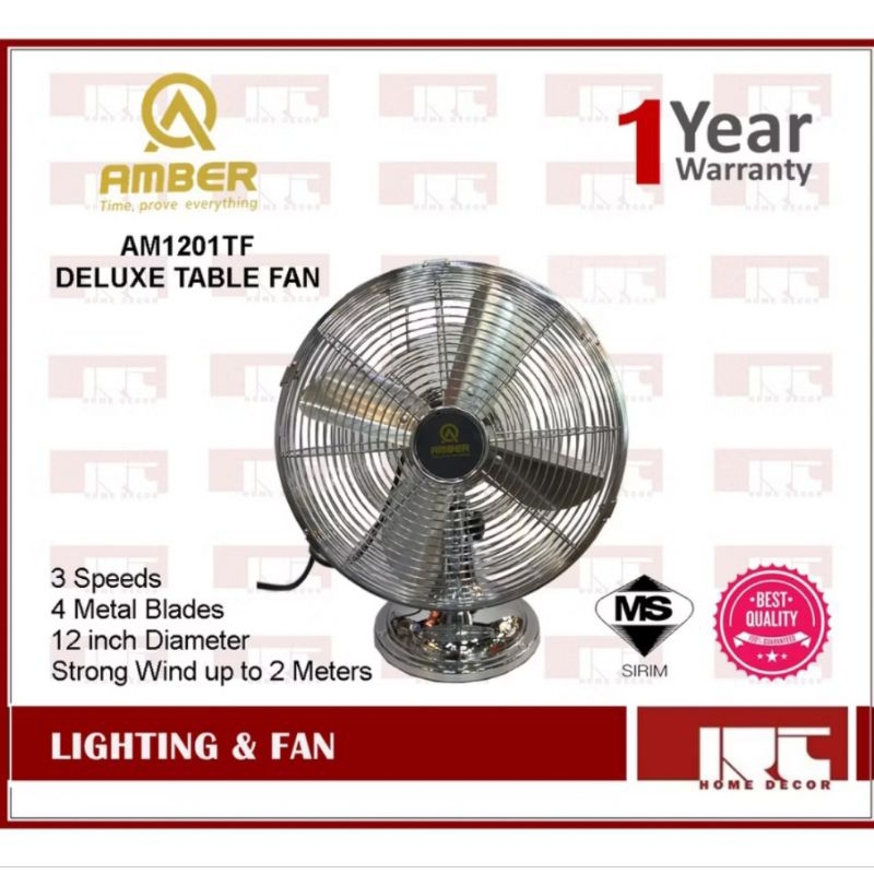 AMBER Metal Fan 12" /16"Antigue Desk Table Fan  Kipas Meja Industrial Desiginer Retro Fa
