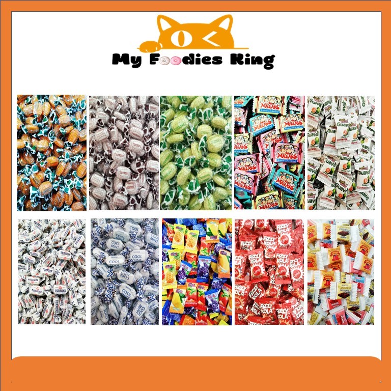 Gula gula Torrone candy 25pcs Milkiss milk Rico homark Fruits Barley Sweet Mint Big Foot Mini bites [ My foodies King