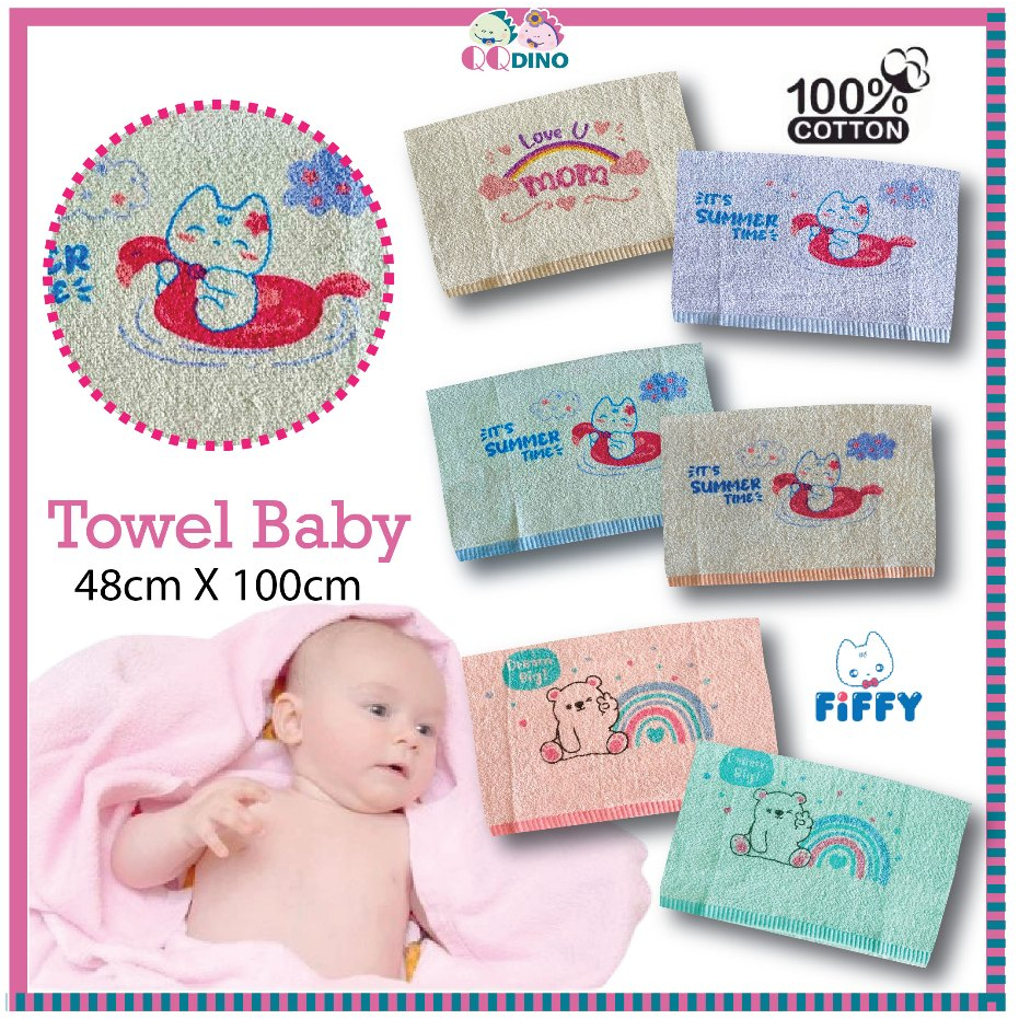 Fiffy Baby Bath Towel Tuala Bayi Tuala Mandi Bayi Bercorak 48cm x 100cm