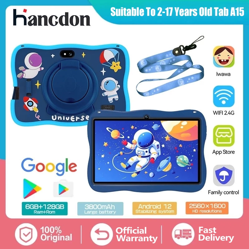 Hancdon Tablet (RAM6GB+ROM128GB) Kids Tab 7.1inch Preinstalled APP Learning Entertainment Tablet Android 5G Sim Wifi