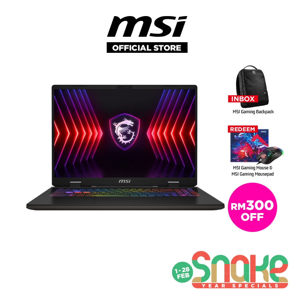MSI Sword 16 HX B14VEKG-628MY Gaming Laptop (Cosmos Gray) | i7-14650HX | 16GB RAM 1TB SSD | 16" QHD+