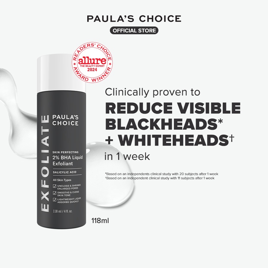 Paula's Choice Skin Perfecting 2% BHA Salicylic Acid Leave-On Exfoliant - Reduces Blackheads, Unclogs Pores