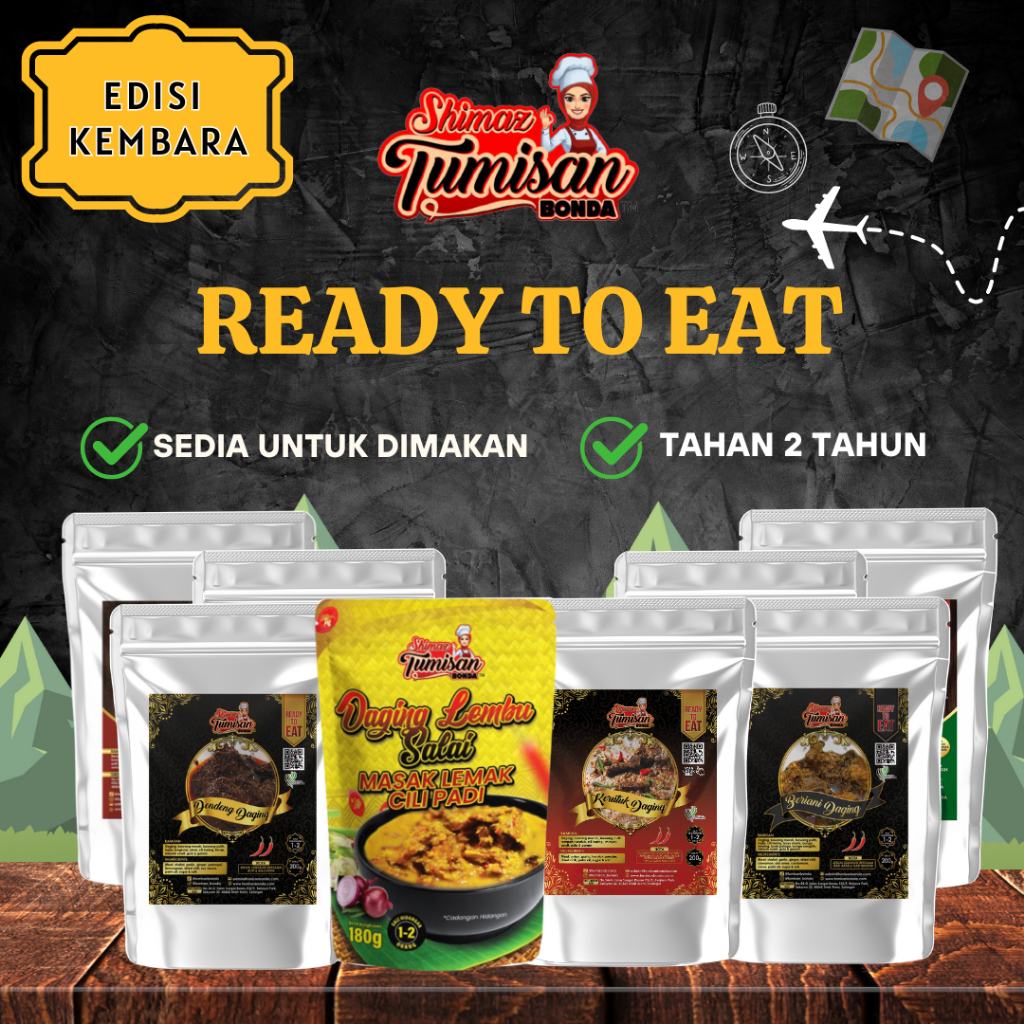 RTE Shimaz Tumisan Bonda, Dendeng, Kerutuk, Daging Salai, Rendang, Sambal Penyet, Pek Kembara Meal