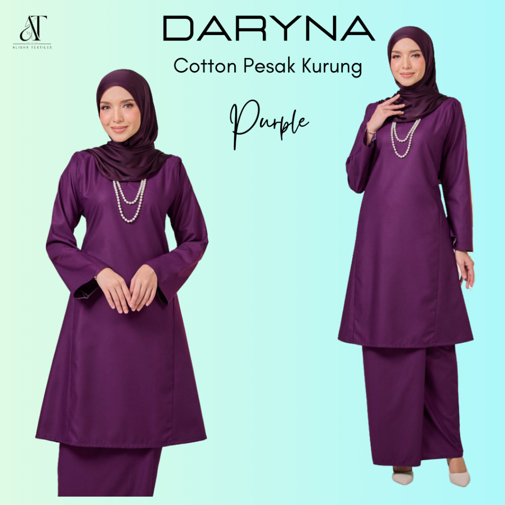 DARYNA PESAK PAHANG KURUNG KELASIK premium cotton plain Muslimah fashion clothing Raya Modest
