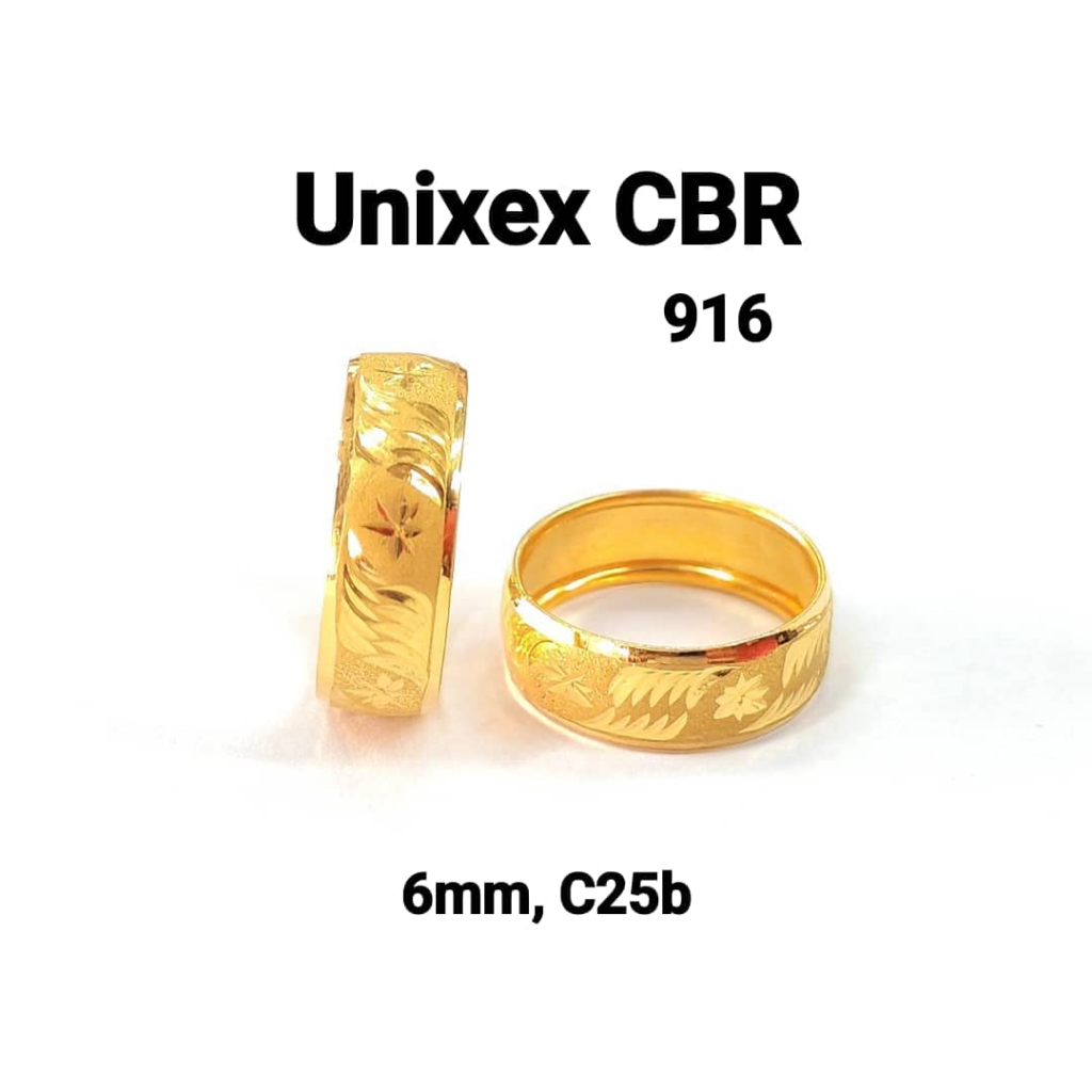 Wing Sing Cincin Belah Rotan Bajet Lebar 6mm Emas 916 / 经济大看宽面戒指 / 916 Gold Unisex CBR Budget Ring