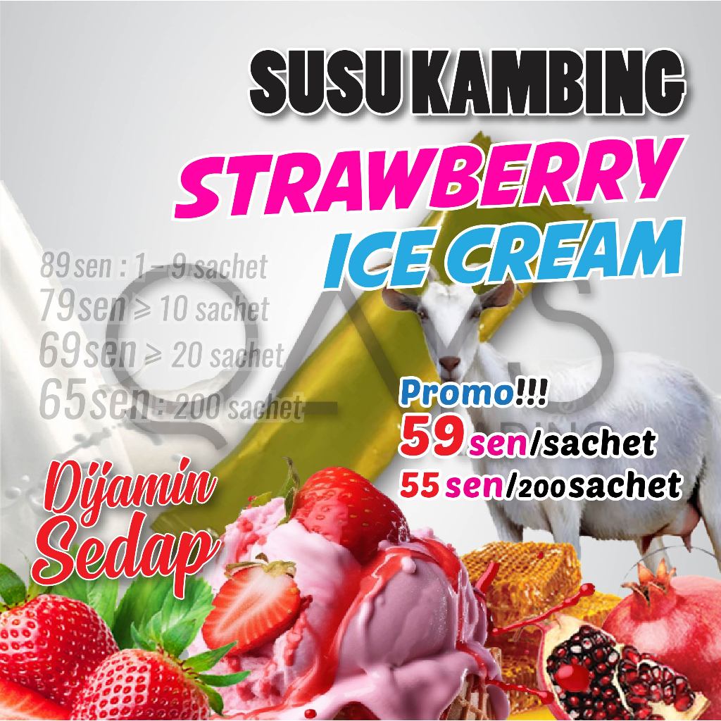 Lelong P20 Susu Kambing Perisa Strawberry Ice Cream Brand Popular & Sedap