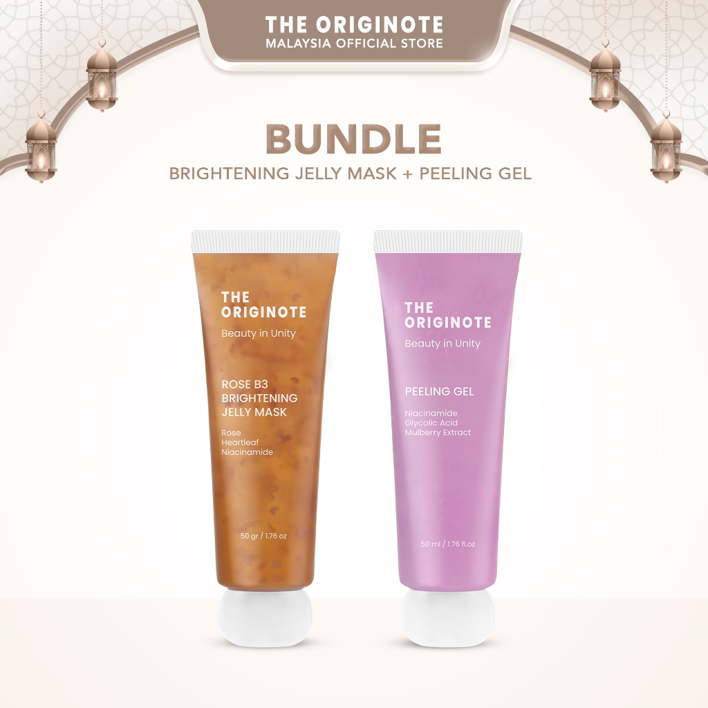 Bundle 2in1 The Originote Peeling Solution Gel Mask + Niacinamide Rose B3 Brightening Jelly Mask