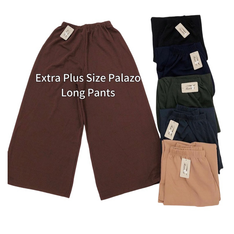 #LW1050 ?5XL?Extra Plus Size Palazo Long Pants / Seluar Palazo Saiz Besar Kain Laici /Palazo Kain Laici