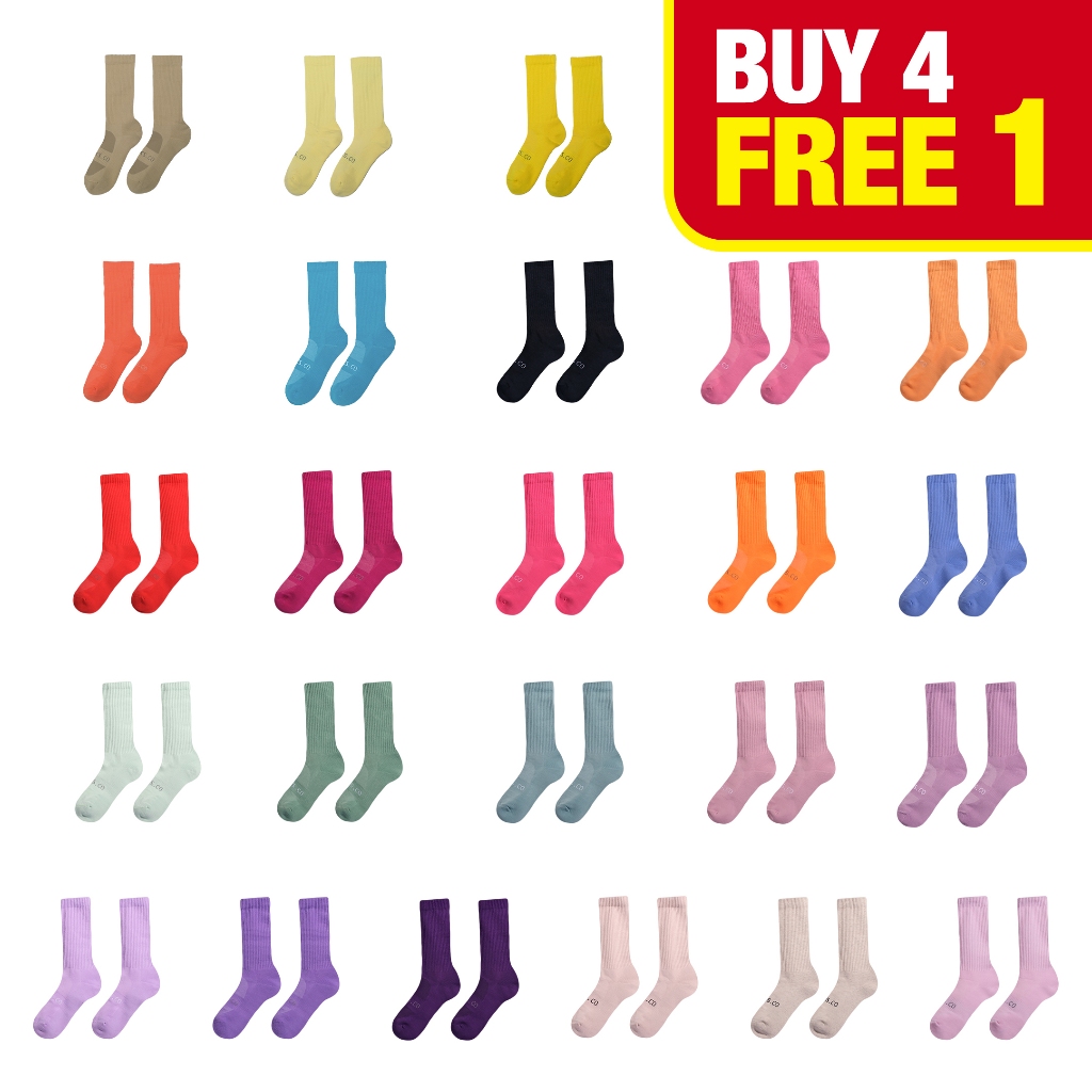 [New Launch Colour] Xocks Colour Crew Socks Stokin Panjang Stokin Tebal Stoking Panjang Stokin Purple Stokin Pink Socks