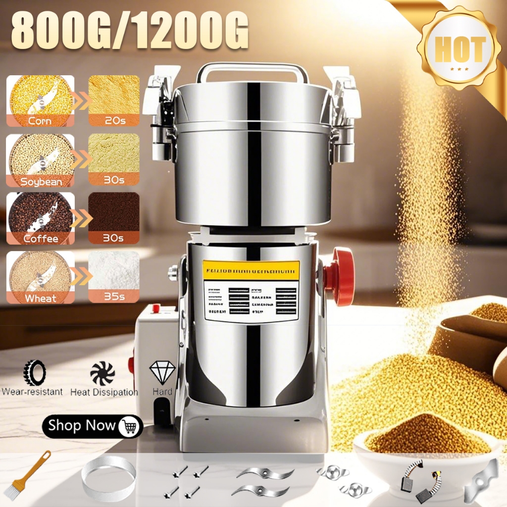 Mesin Pengisar Rempah Serbuk Stainless Steel Grinder Machine Big Capacity Dry Food Powder Crusher Kisar Cili Kerin 磨粉机