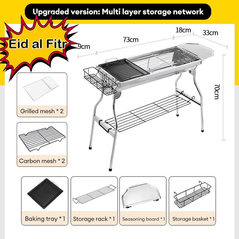 Stainless BBQ Grill Outdoor Portable Foldable Barbecue Stove bbq pit Charcoal Grill Camping
