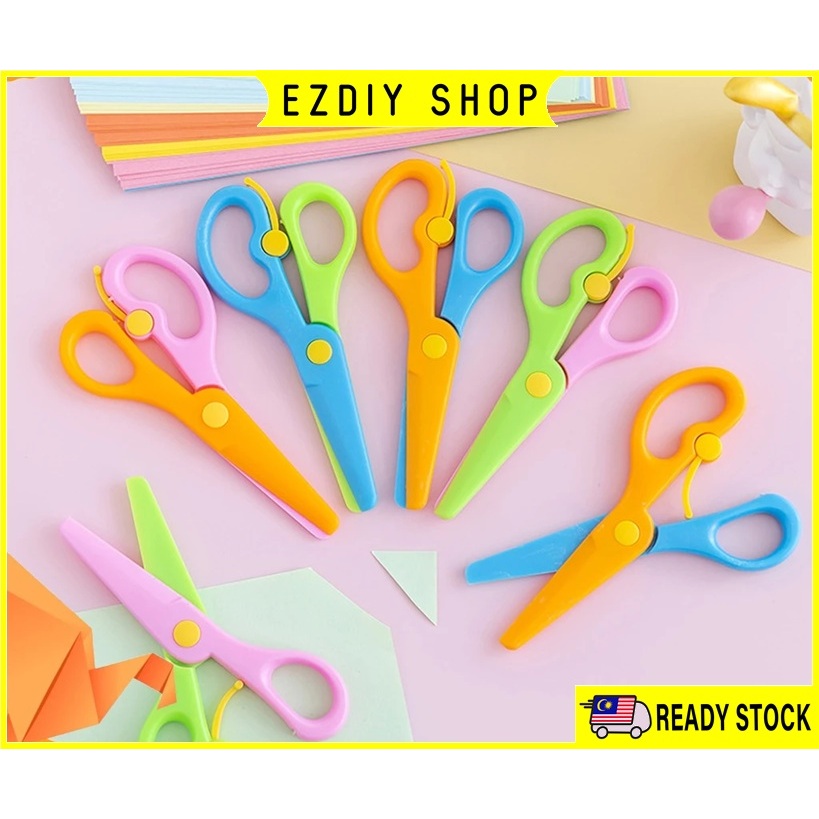 Kids Safety Plastic Scissors Paper Cut DIY Photo Album Lace Art Plastic Scissors Preschool Scissors