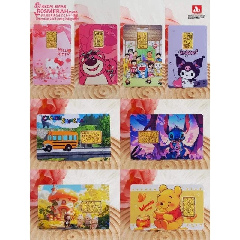 KEDAI EMAS ROSMERAH CARTOON 999.9 GOLD BAR 1 GRAM 1克 金片 （999.9金）